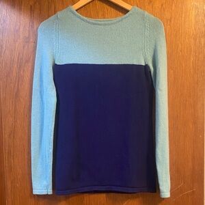 Banana Republic Womens XS Cashmere Wool Sweater Blue Colorblock Small